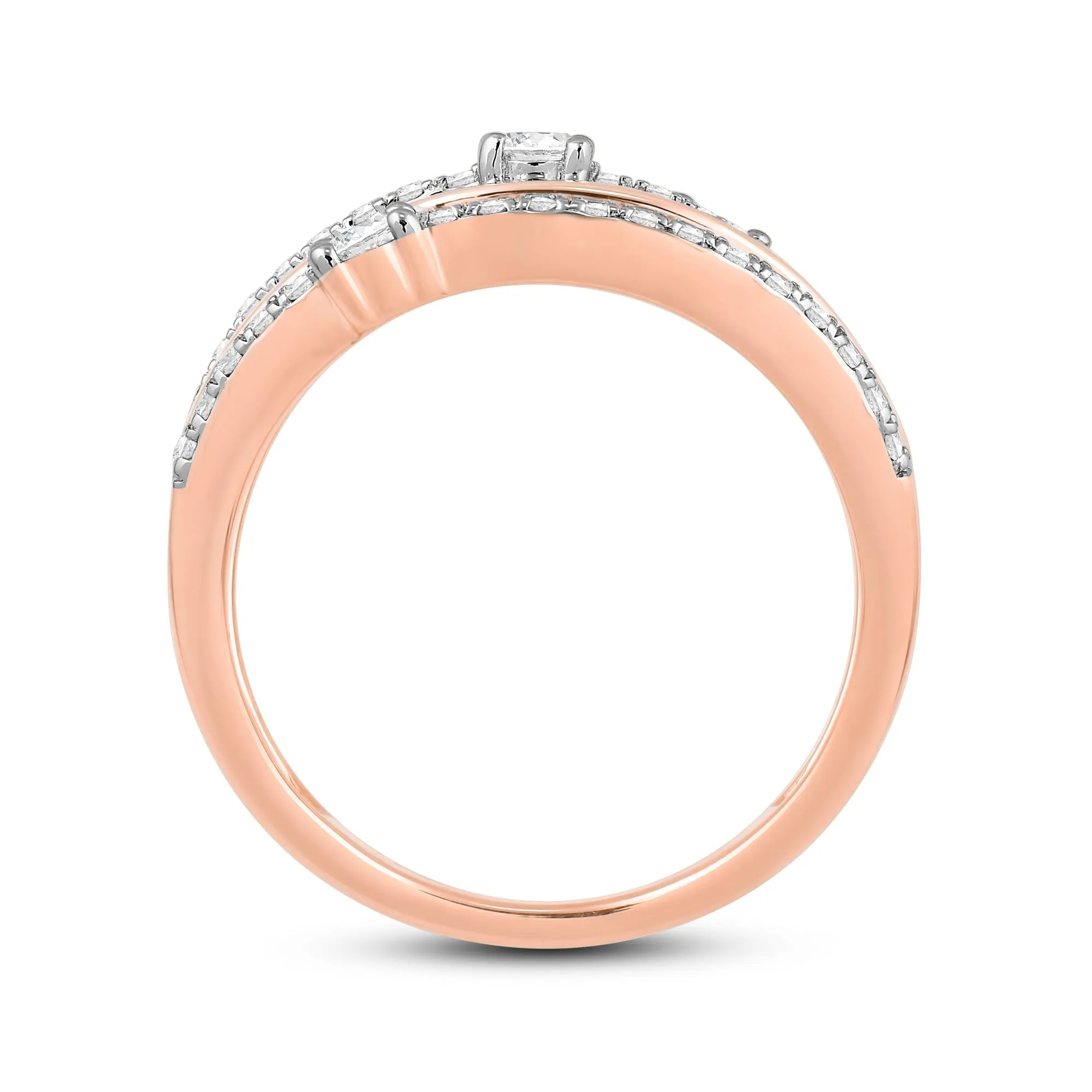 Five Row Diamond And Gold Scatter Ring