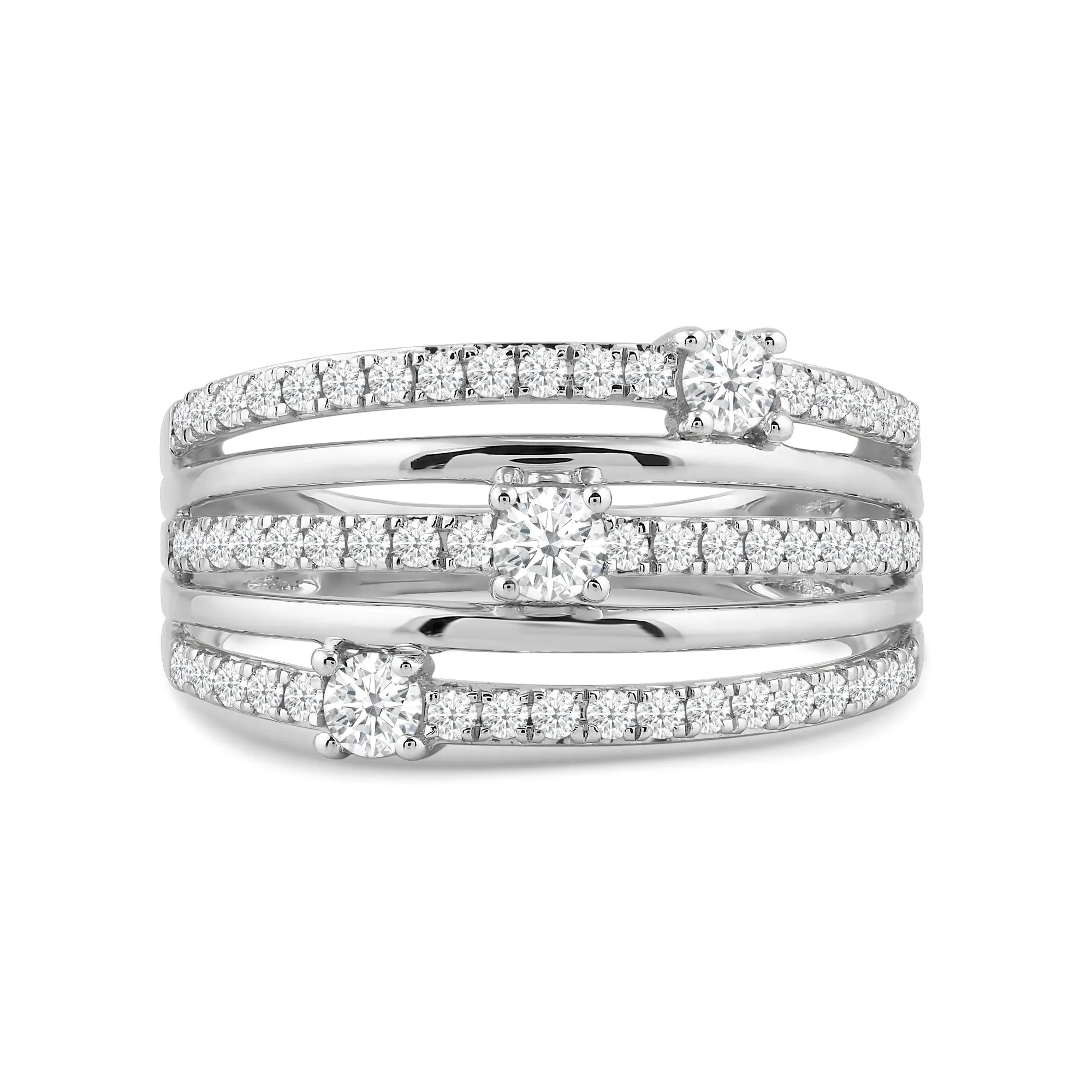 Five Row Diamond And Gold Scatter Ring
