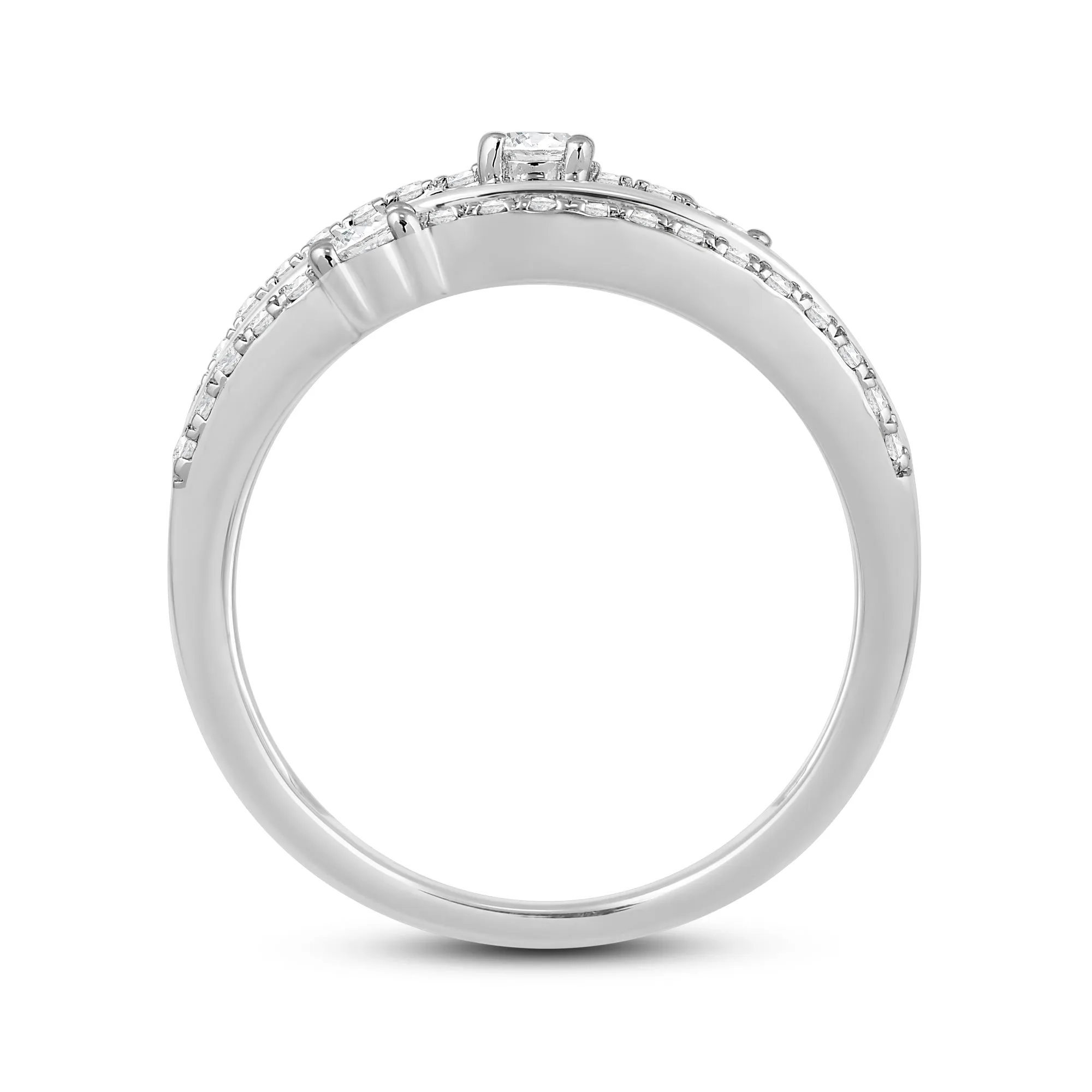 Five Row Diamond And Gold Scatter Ring