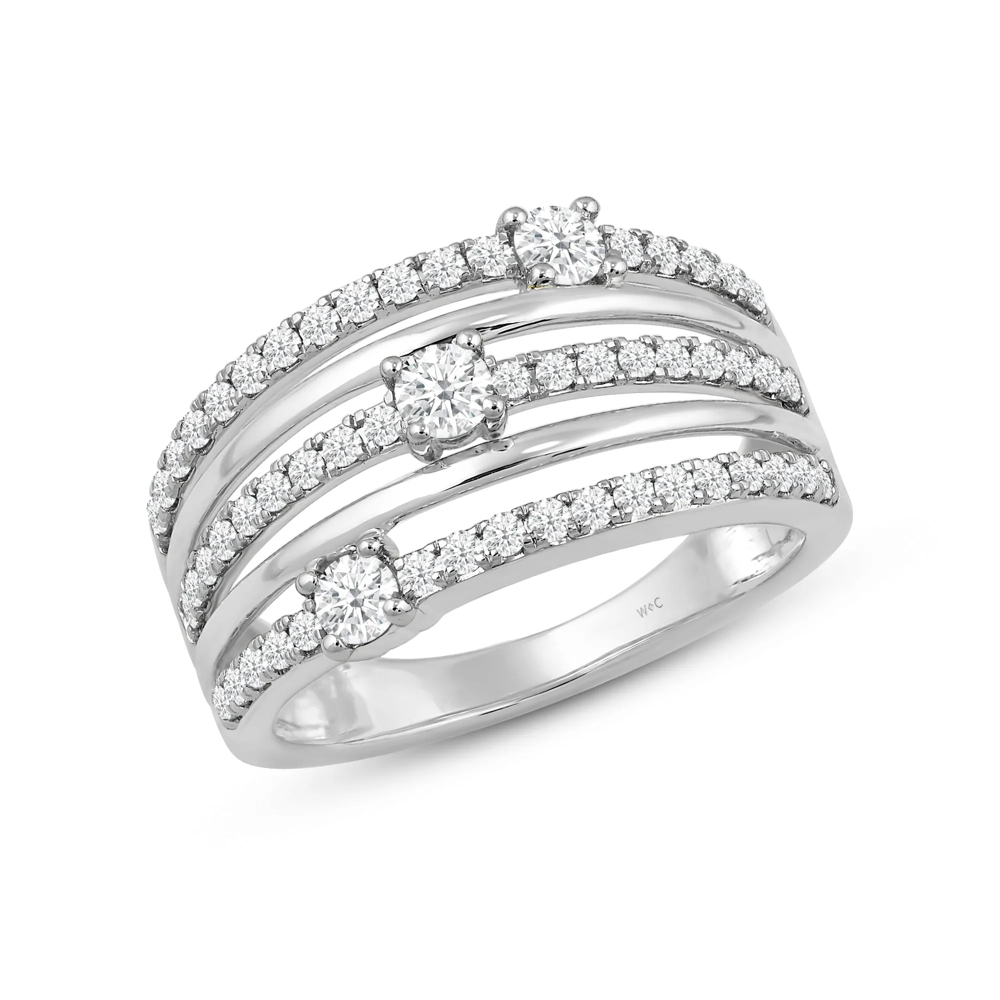Five Row Diamond And Gold Scatter Ring