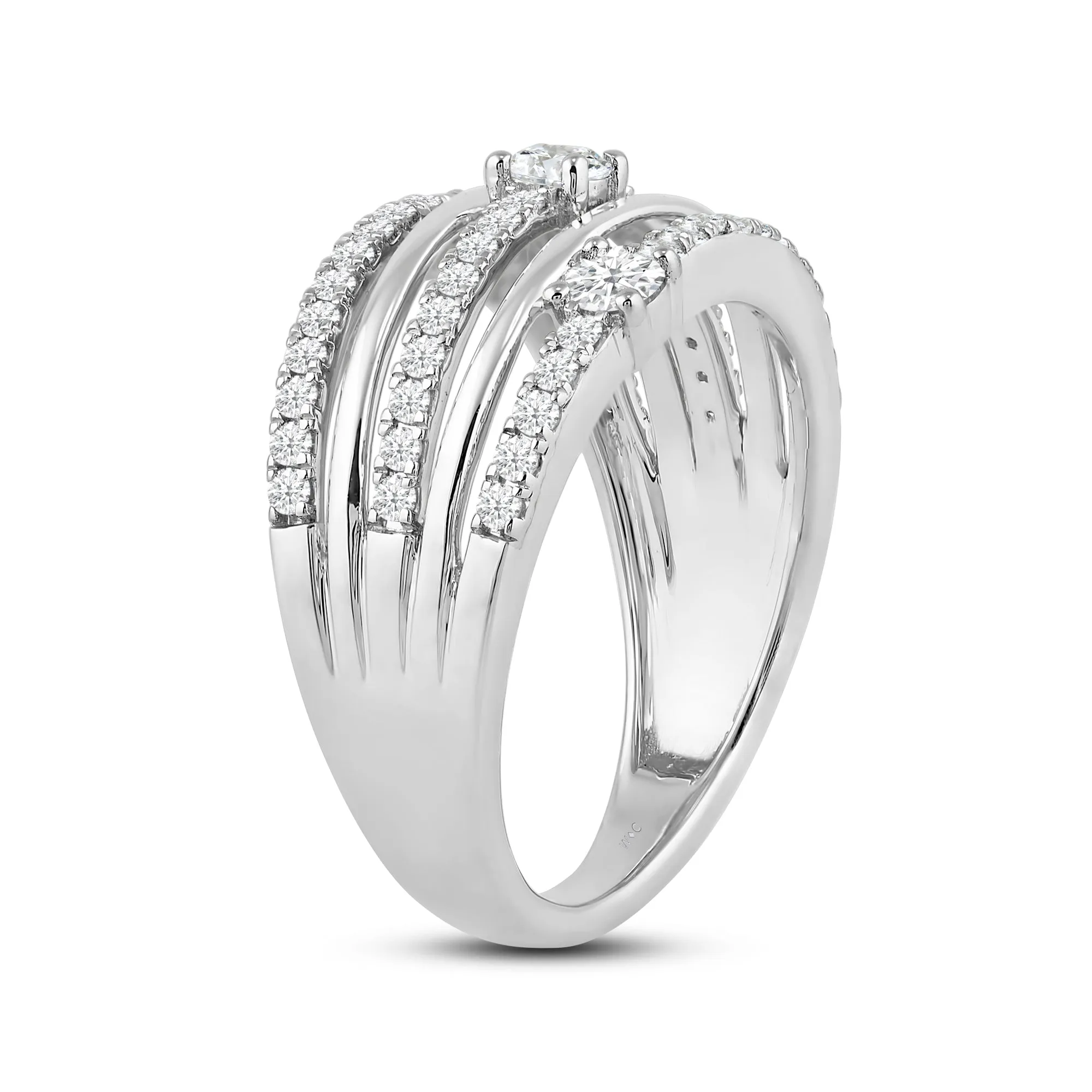 Five Row Diamond And Gold Scatter Ring