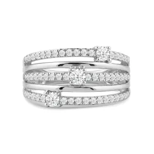Five Row Diamond And Gold Scatter Ring