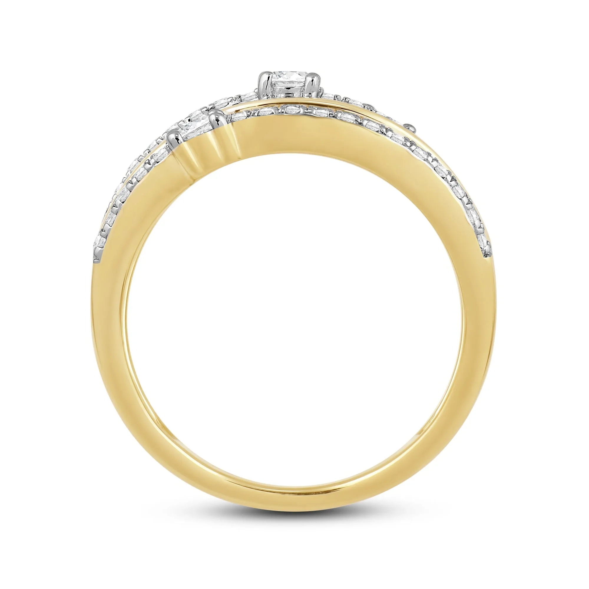 Five Row Diamond And Gold Scatter Ring