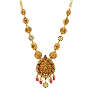 Floral Bliss Peacock Lakshmi Fusion 925 Gold Plated Necklace
