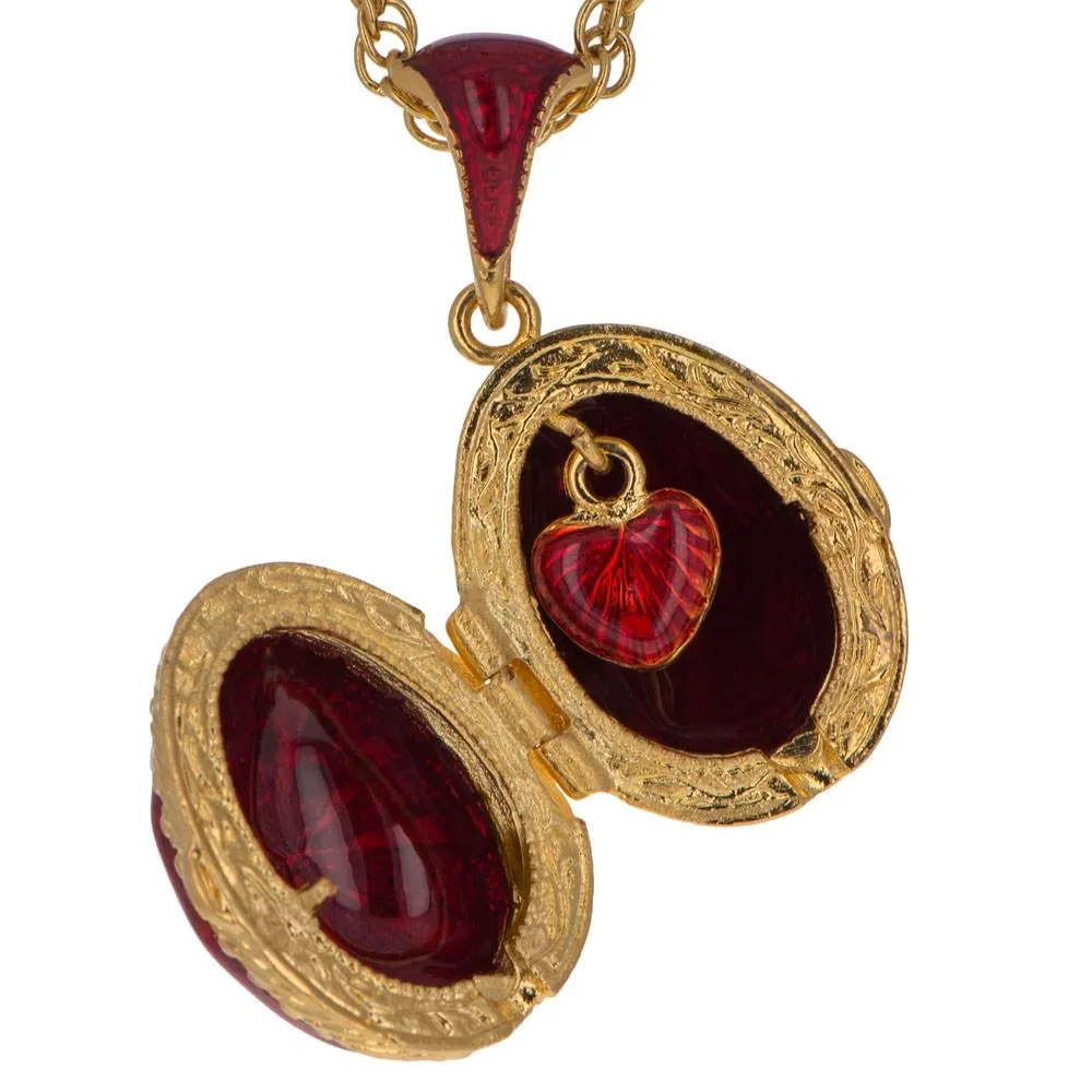 Flower Basket Royal Egg Pendant Necklace 20 Inches