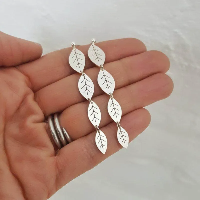 Four Leaf Silver Stud Earrings