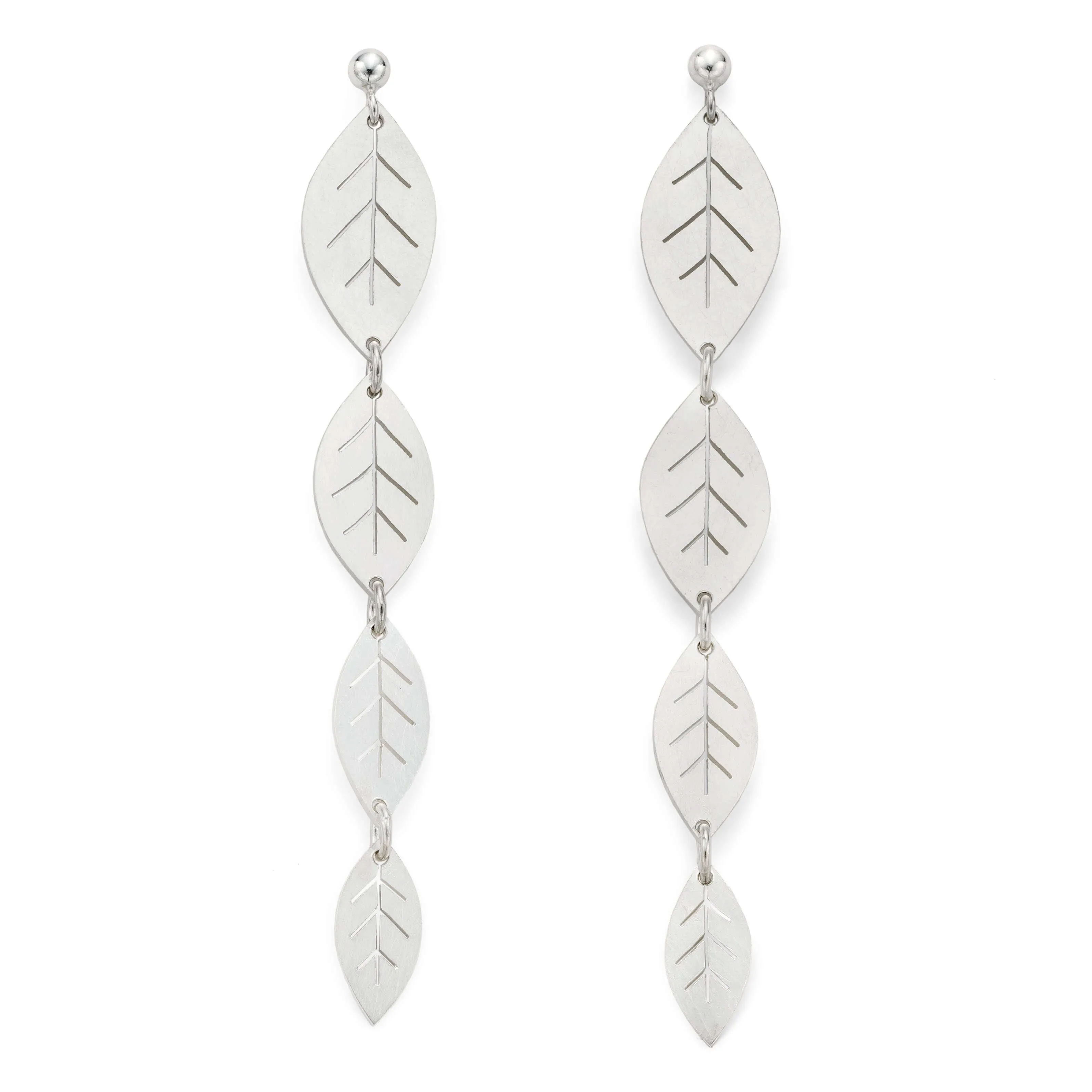 Four Leaf Silver Stud Earrings