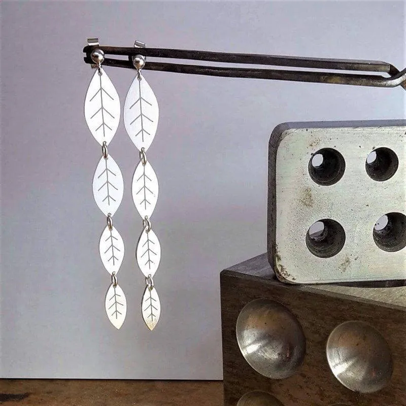 Four Leaf Silver Stud Earrings