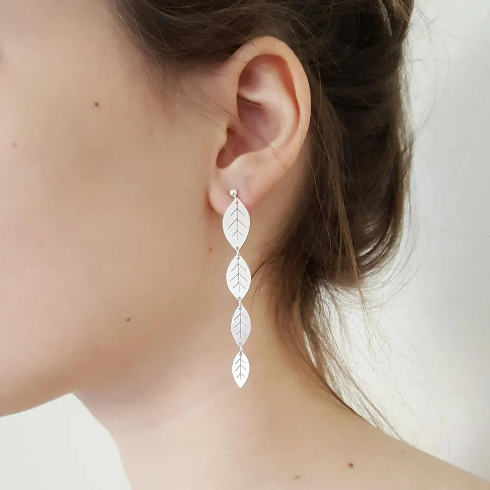 Four Leaf Silver Stud Earrings