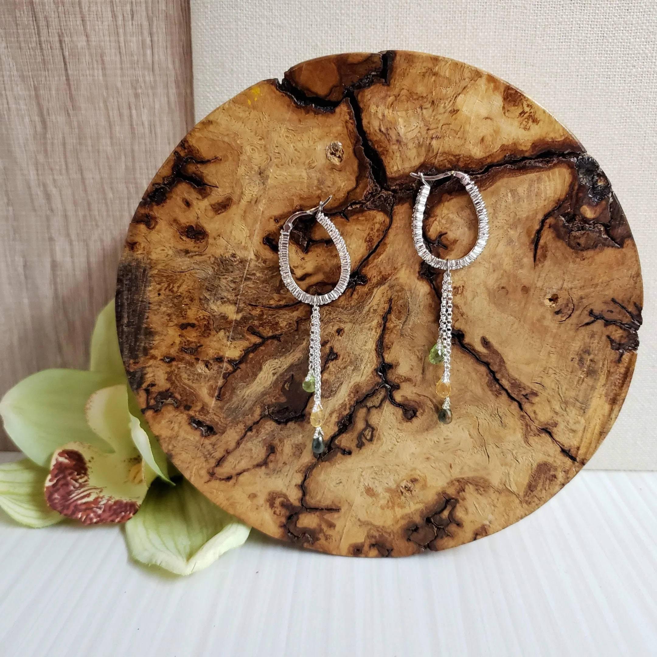 gemstone dangle earrings