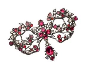 Georgian Splendor - Garnet Bow Pendant Slide