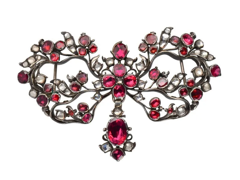 Georgian Splendor - Garnet Bow Pendant Slide