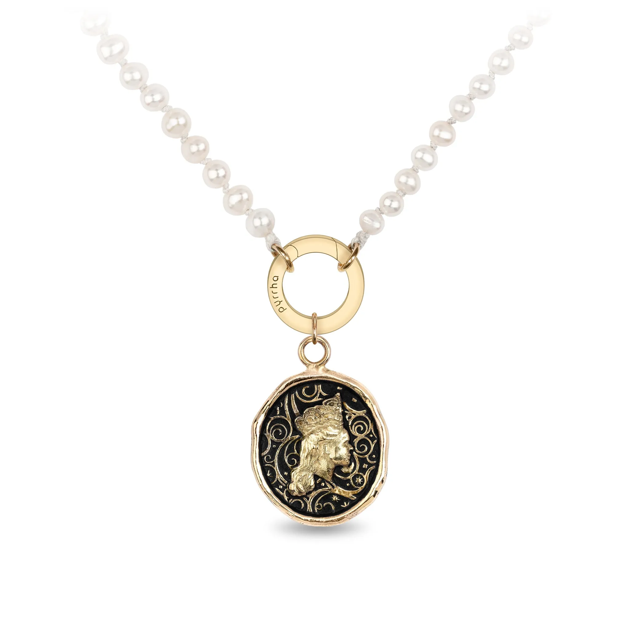 Glinda 14K Gold Talisman on Knotted Freshwater Pearl Necklace