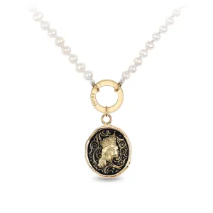 Glinda 14K Gold Talisman on Knotted Freshwater Pearl Necklace