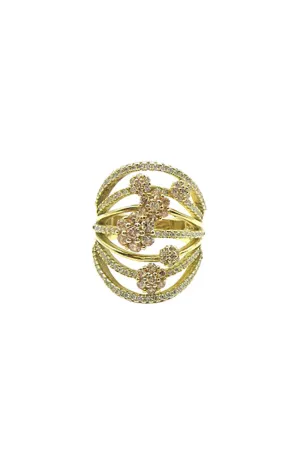 Gold 7 Strand Flowers Ring