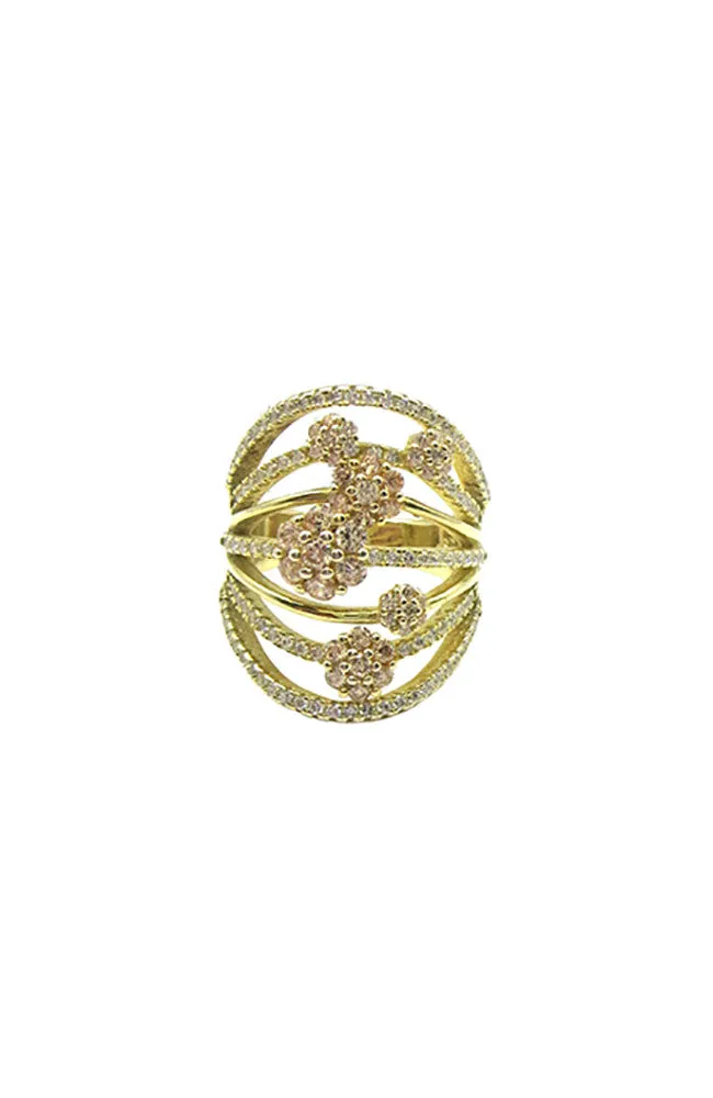 Gold 7 Strand Flowers Ring