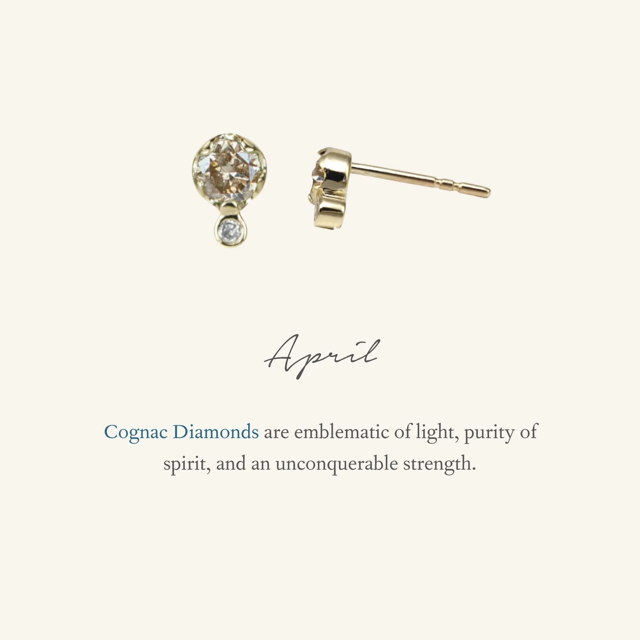 Gold and Cognac Diamond Birthstone Studs