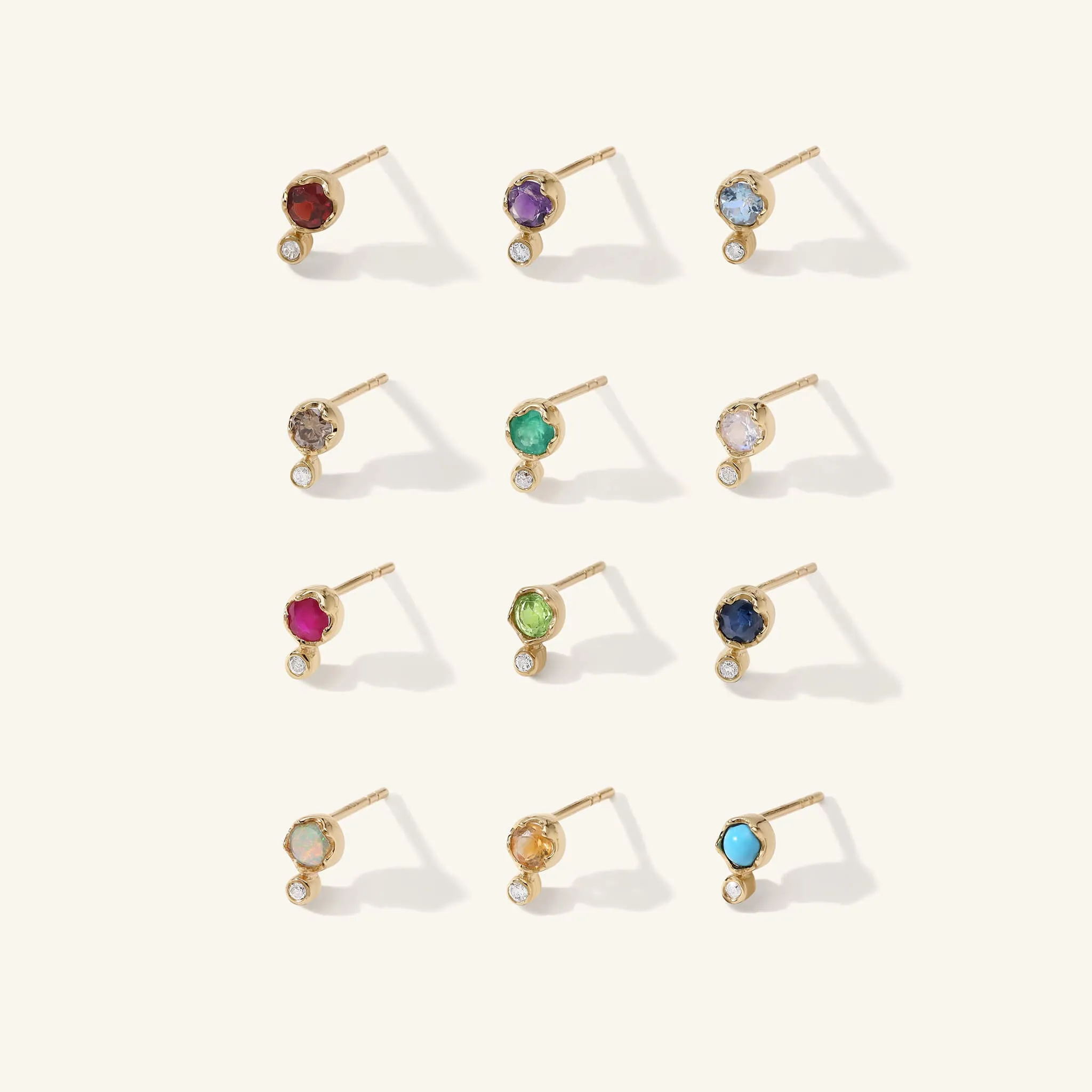Gold and Cognac Diamond Birthstone Studs