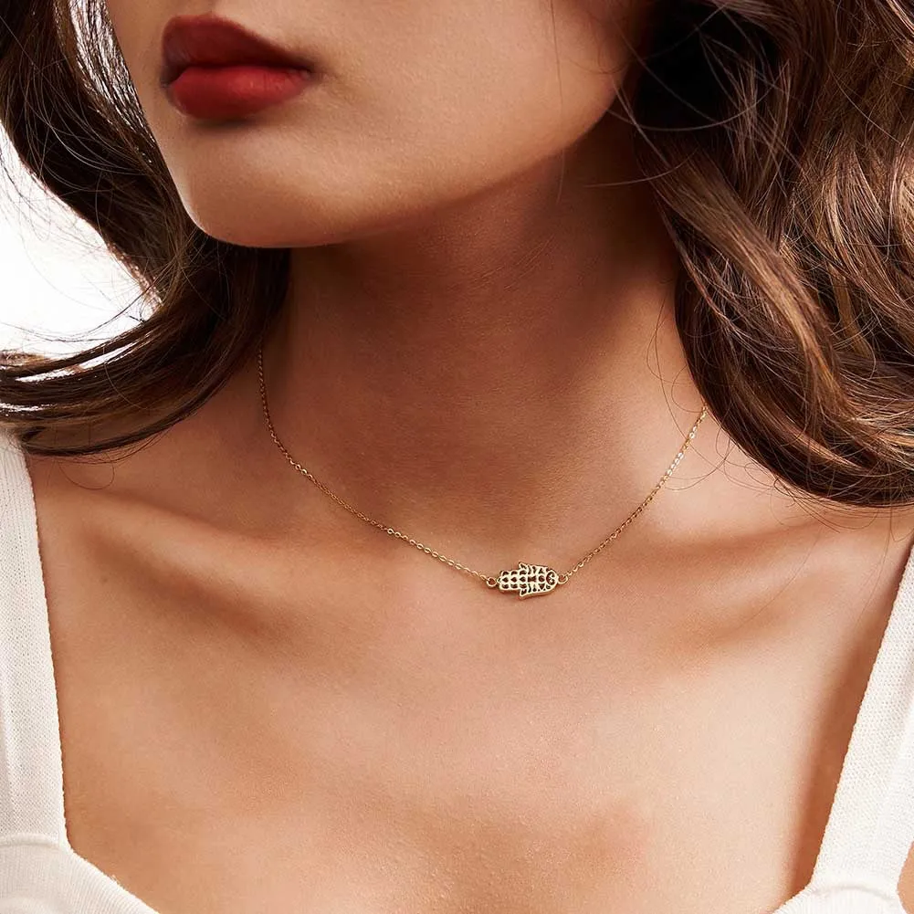 Gold Hamsa Hand Necklace