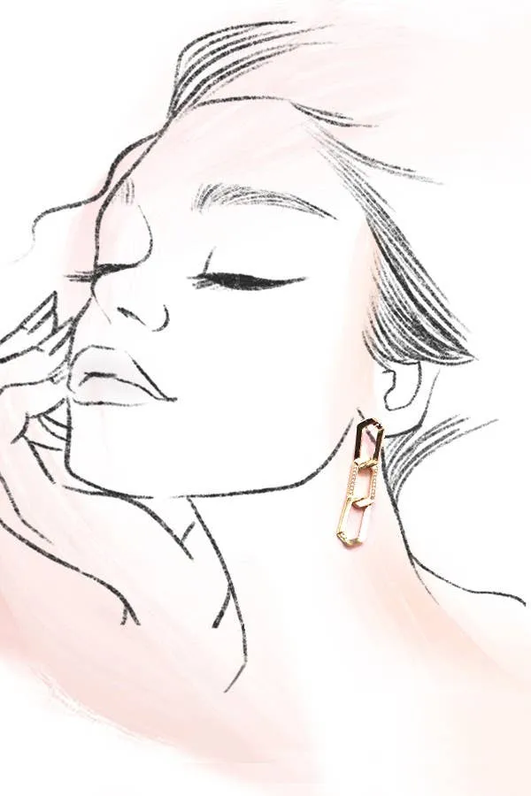 Gold Pearl Embellished Link Drop Earrings