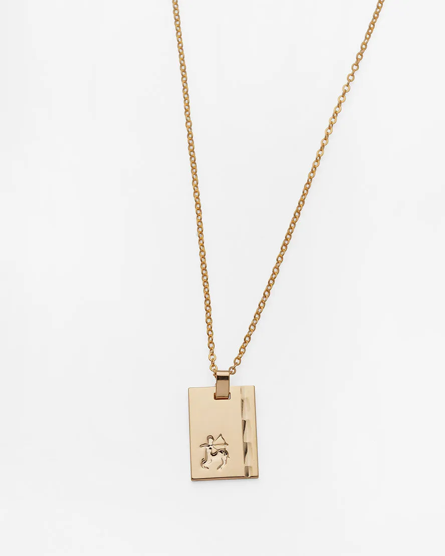 Gold Star Sign Necklace Sagittarius