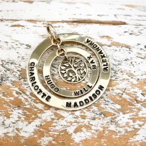 HAND STAMPED GOLD CIRCLE OF LIFE PENDANT