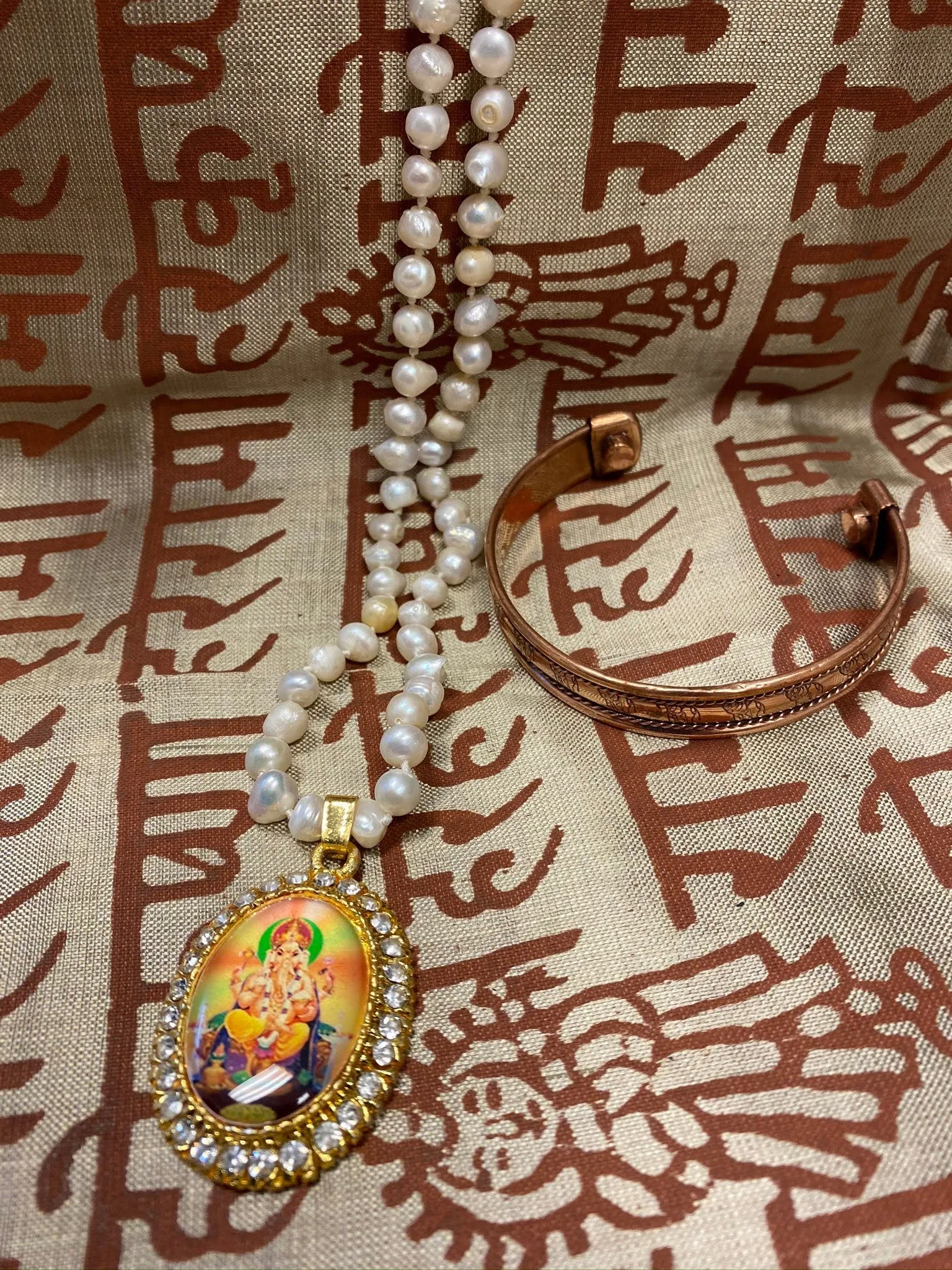 Handmade Japamala Ganesha Yoga Necklace Pearls Beads Meditation Mala