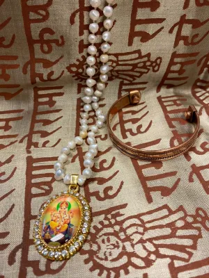 Handmade Japamala Ganesha Yoga Necklace Pearls Beads Meditation Mala