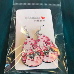 Handmade Wood Valentine Tear Drop Earrings