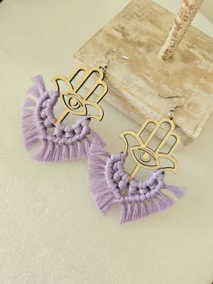 Hasma evil eye Macrame Earrings
