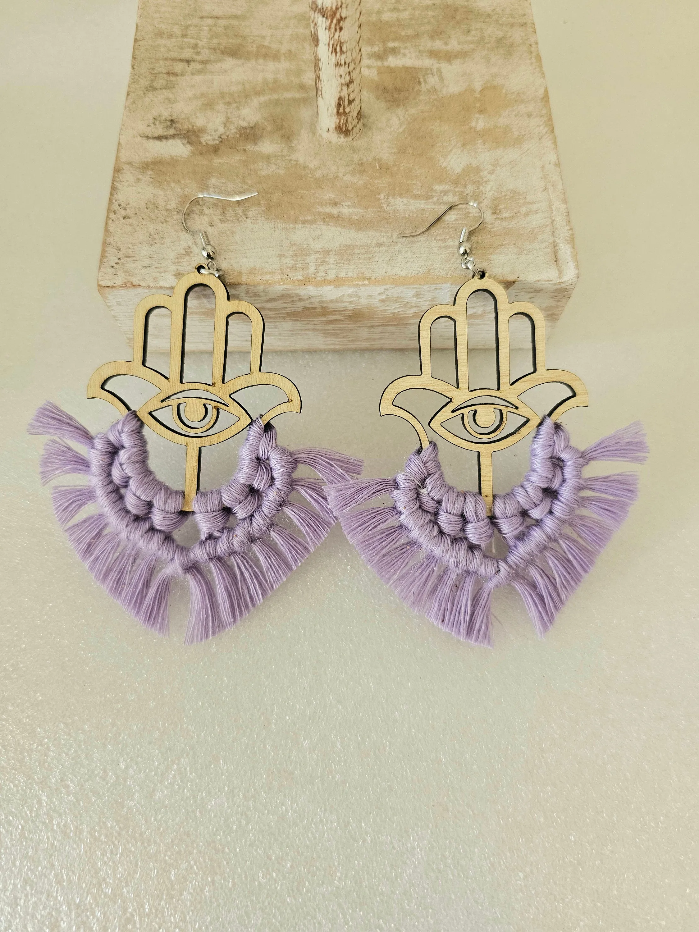 Hasma evil eye Macrame Earrings