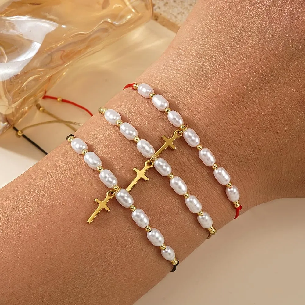 Heart Red String Matching Beaded Strand Couple Bracelets for Women,Stackable Charm Beads Friendship Jewelry Gift for Him Valentines Day