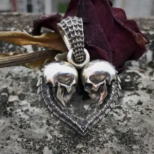 Heart Shaped Skull Sterling Silver Pendant
