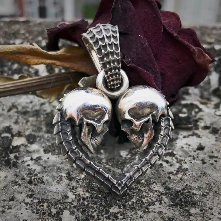 Heart Shaped Skull Sterling Silver Pendant