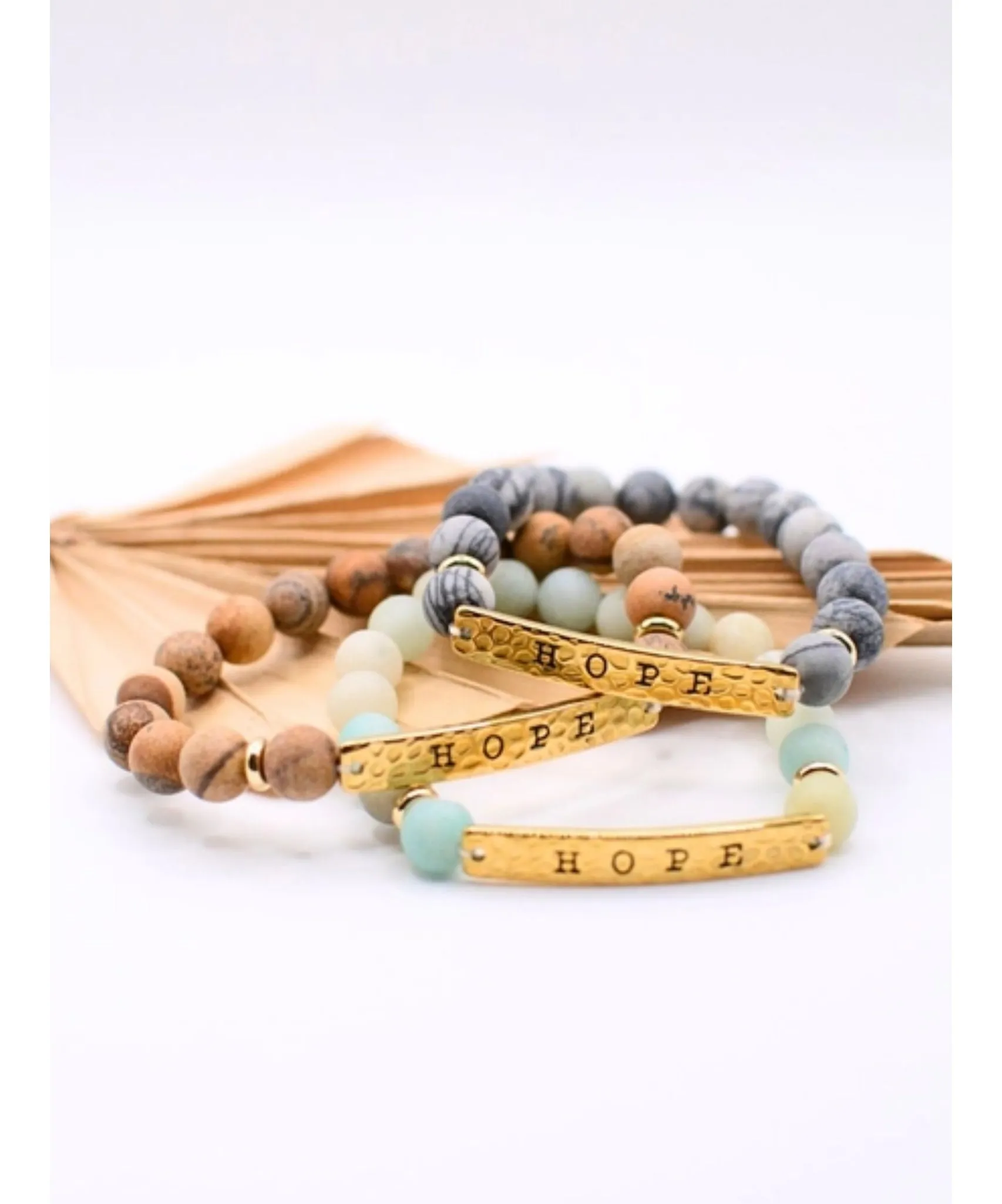 Hope Stone Stretch Bracelet - Brown