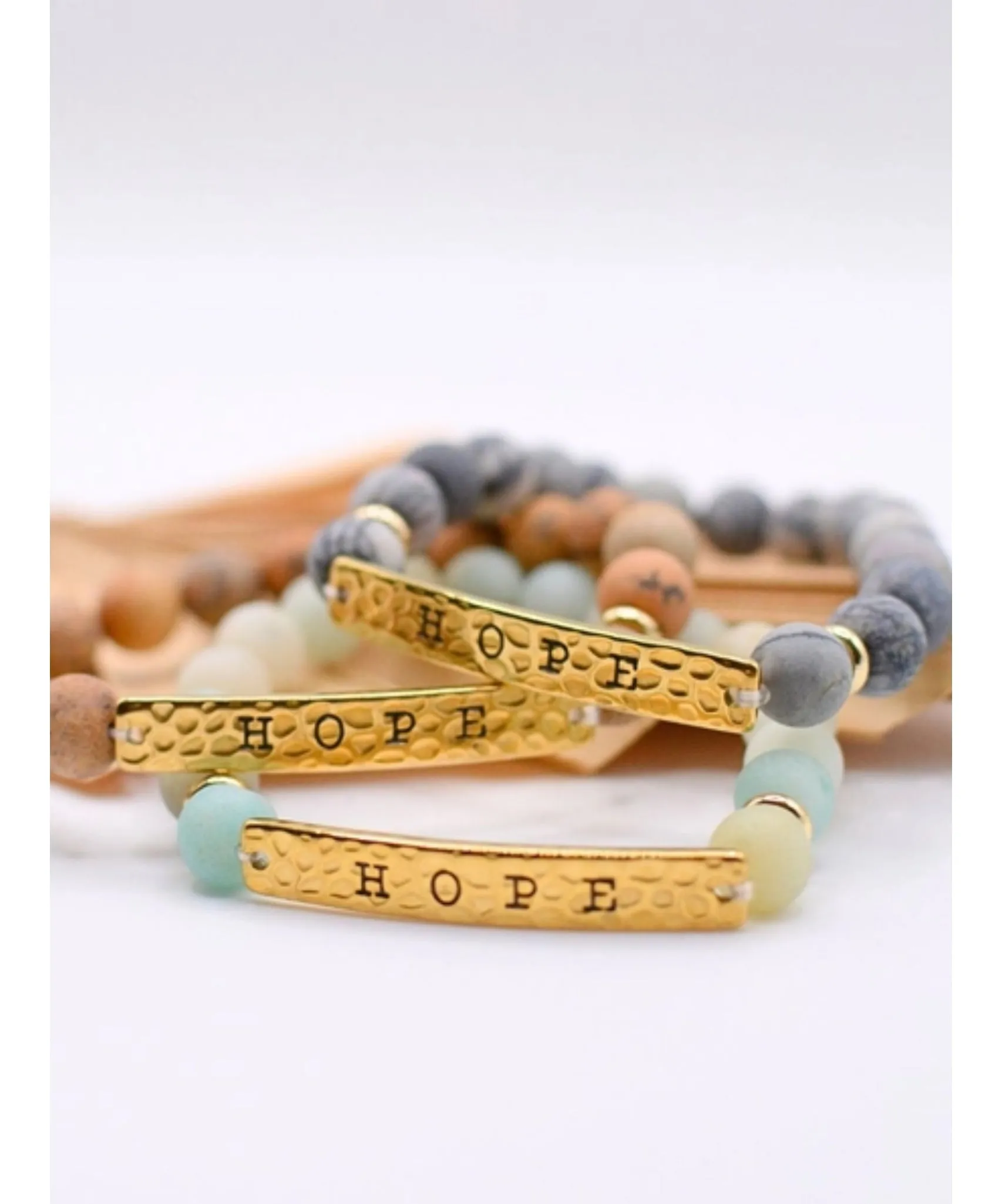 Hope Stone Stretch Bracelet - Brown
