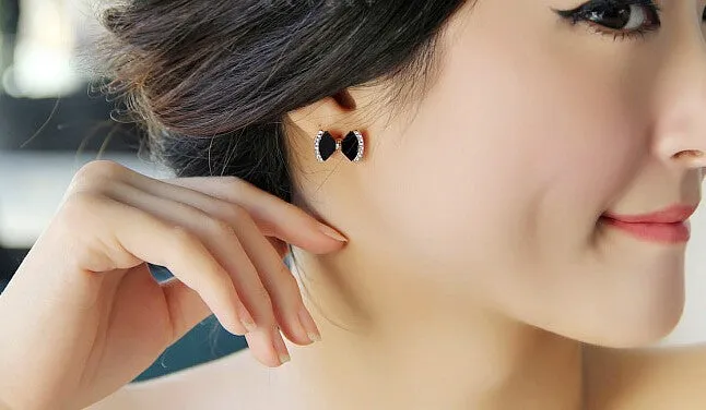 Hypoallergenic Exquisite Wild Fashion Imitation Rhinestones Bow Earrings