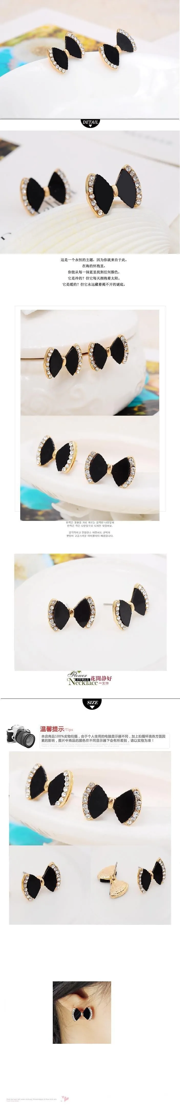 Hypoallergenic Exquisite Wild Fashion Imitation Rhinestones Bow Earrings