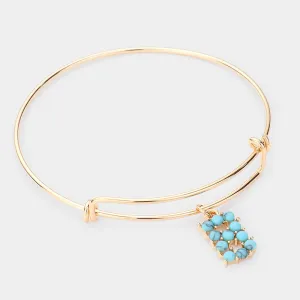 iLLASPARKZ -B- Turquoise Embellished Monogram Charm Bracelet