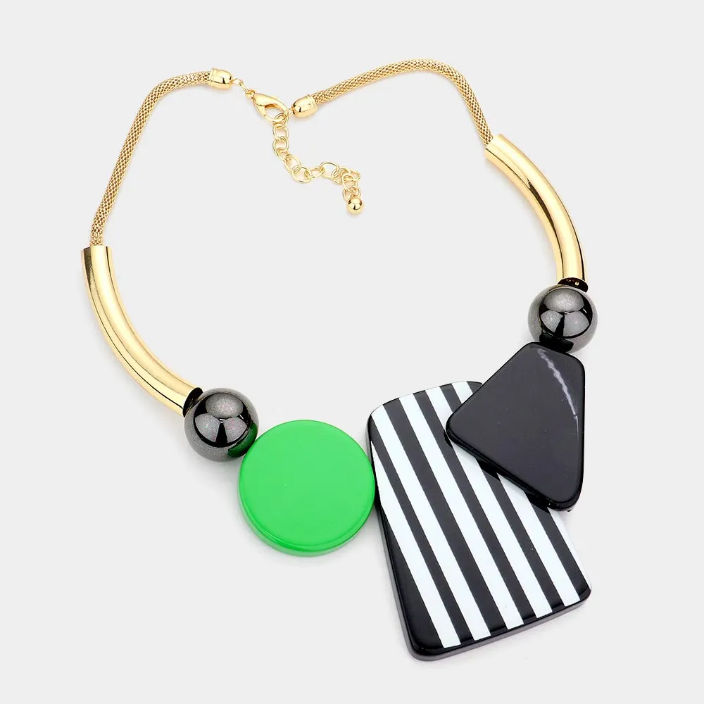 iLLASPARKZ Chunky Abstract Circle Rectangle Triangle Acetate Pendant Necklace
