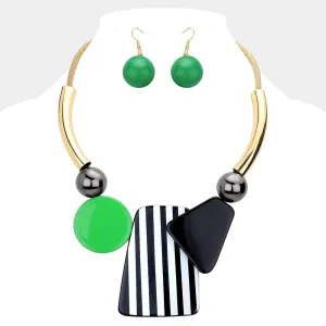 iLLASPARKZ Chunky Abstract Circle Rectangle Triangle Acetate Pendant Necklace