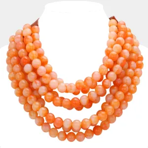 iLLASPARKZ Chunky Acrylic Beaded Multi Layered Faux Leather Magnetic Necklace