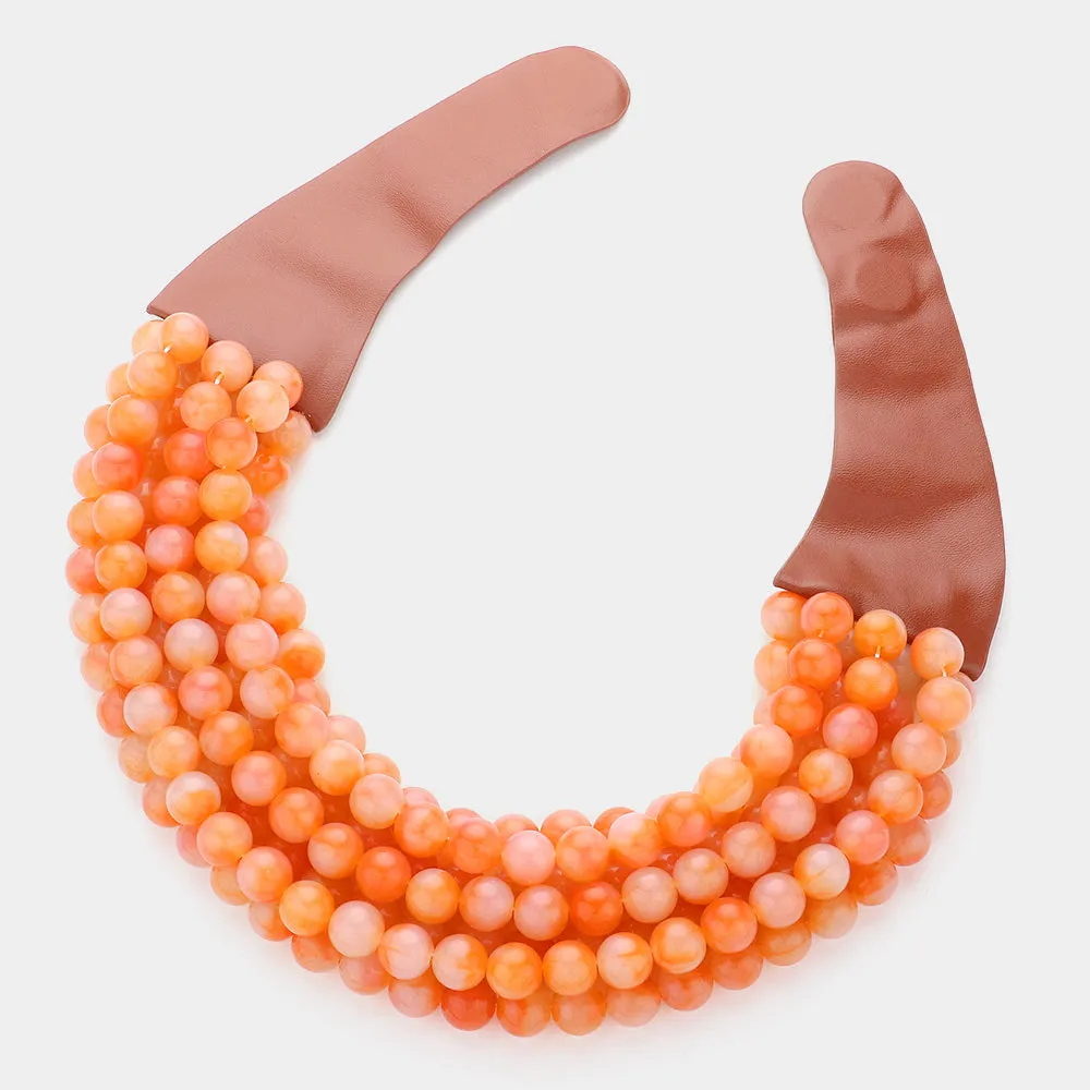 iLLASPARKZ Chunky Acrylic Beaded Multi Layered Faux Leather Magnetic Necklace