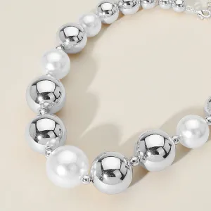 iLLASPARKZ Chunky Metal Ball Pearl Beaded Necklace
