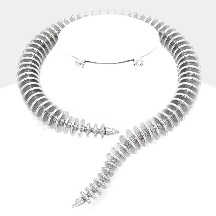 iLLASPARKZ Chunky metal disc cluster snake necklace