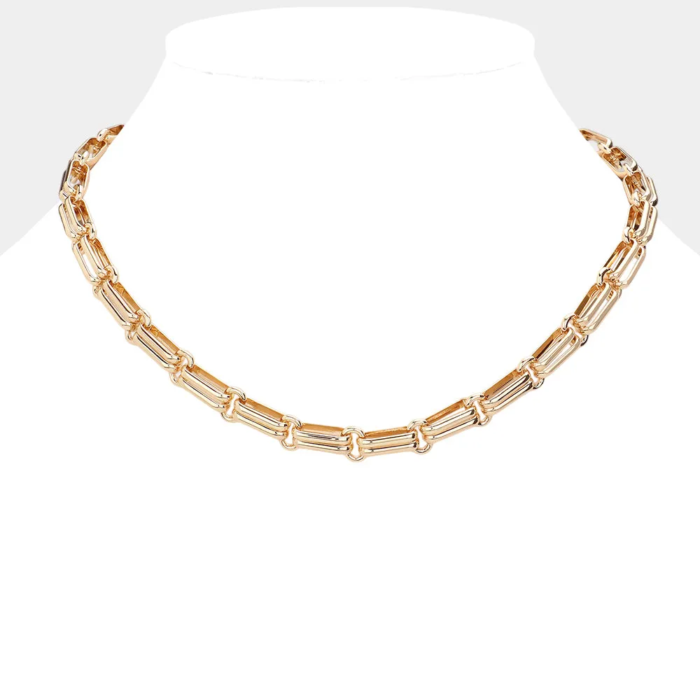 iLLASPARKZ Chunky Metal Paperclip Chain Necklace