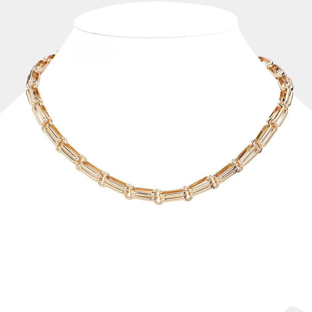 iLLASPARKZ Chunky Metal Paperclip Chain Necklace