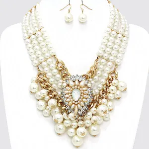 iLLASPARKZ Chunky Pearl Shourouk Chain V-Necklace