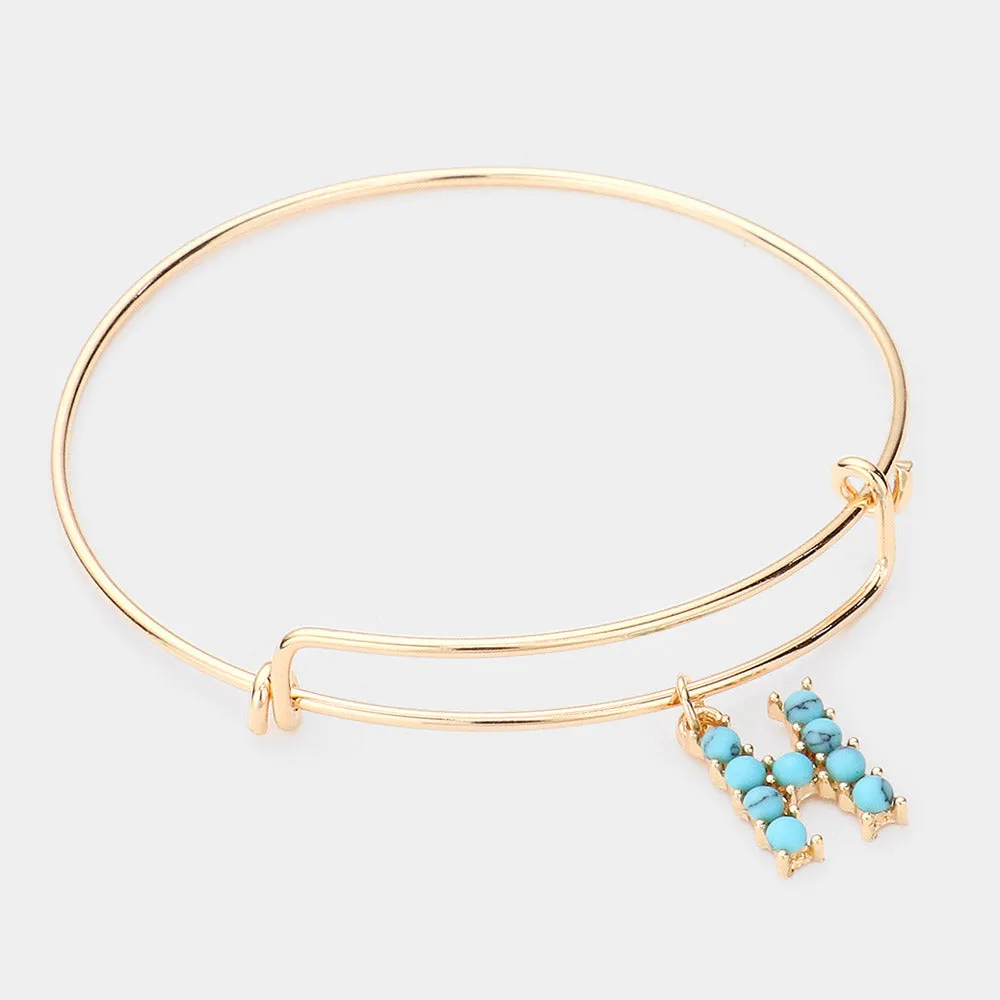 iLLASPARKZ -H- Turquoise Embellished Monogram Charm Bracelet