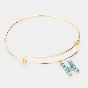 iLLASPARKZ -H- Turquoise Embellished Monogram Charm Bracelet